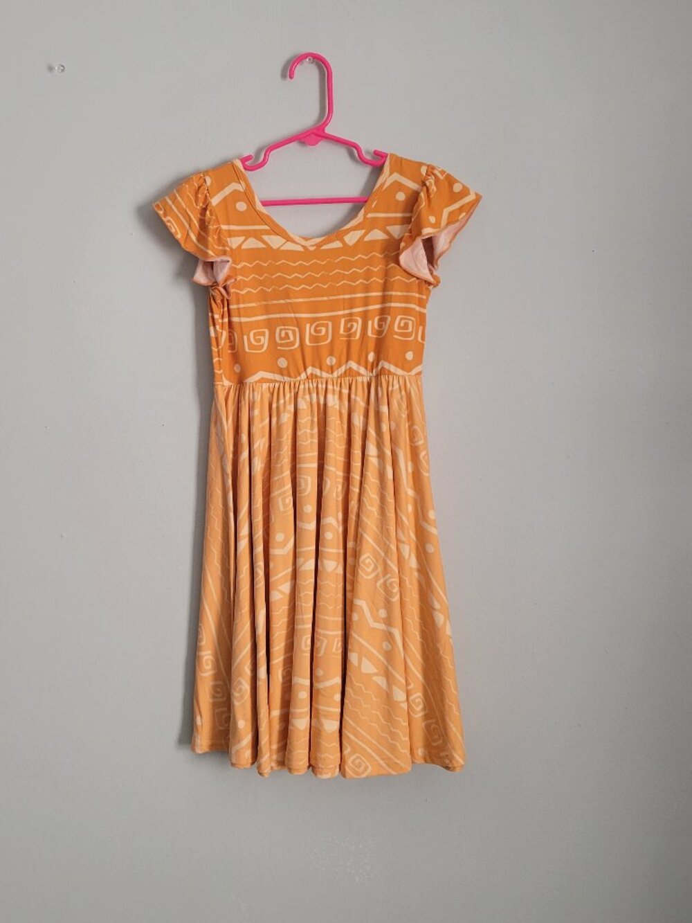 Dot Dot Smile Dress Girl's 7 Youth Orange Aztec Twirl Empire Waist NWT